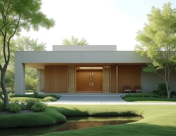 Ryokucha Kaori研究施設の静寂な外観